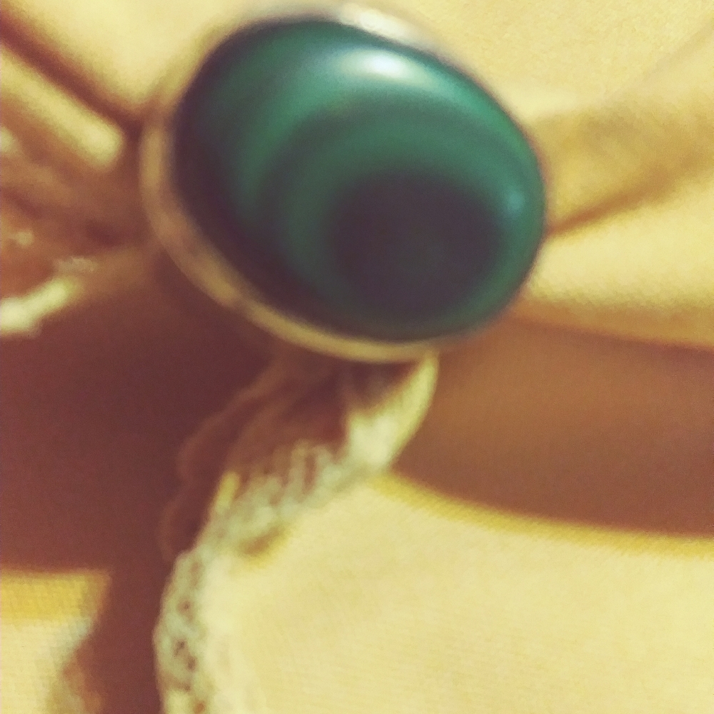 *MALACHITE SILVER RING. SIZE 5 - Picture 5 of 6